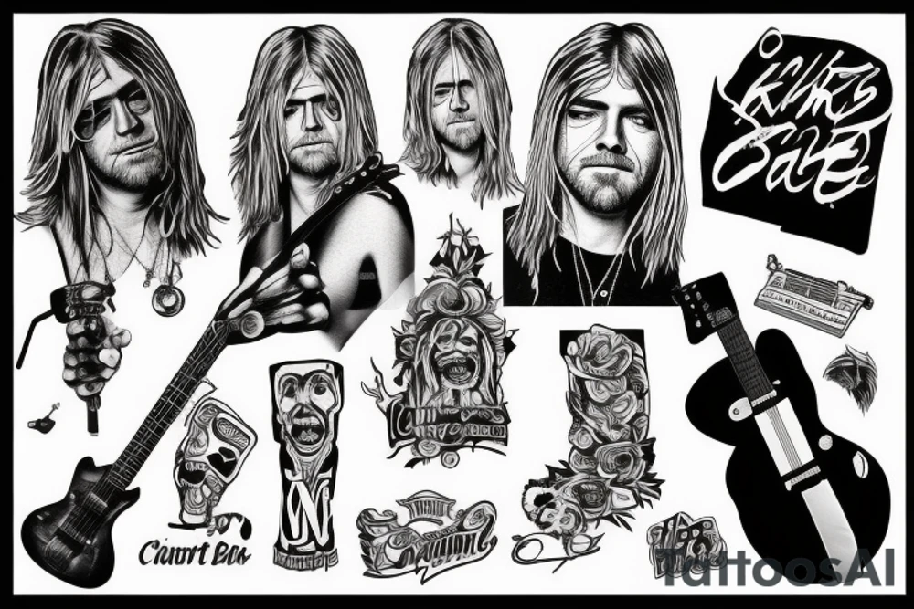 Kurt Cobain with guitar tattoo idea