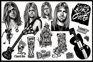 Kurt Cobain with guitar tattoo idea
