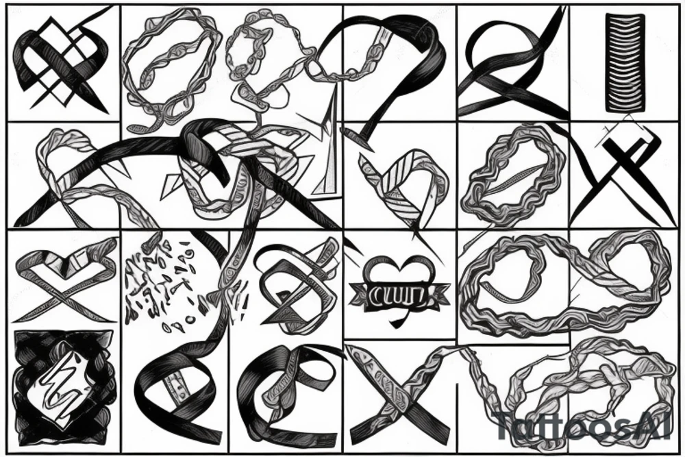 Squamous Cell Carcinoma and Breast cancer ribbon intertwined together tattoo idea
