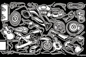 guitar and motorbike tattoo idea