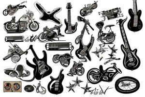 guitar and motorbike tattoo idea