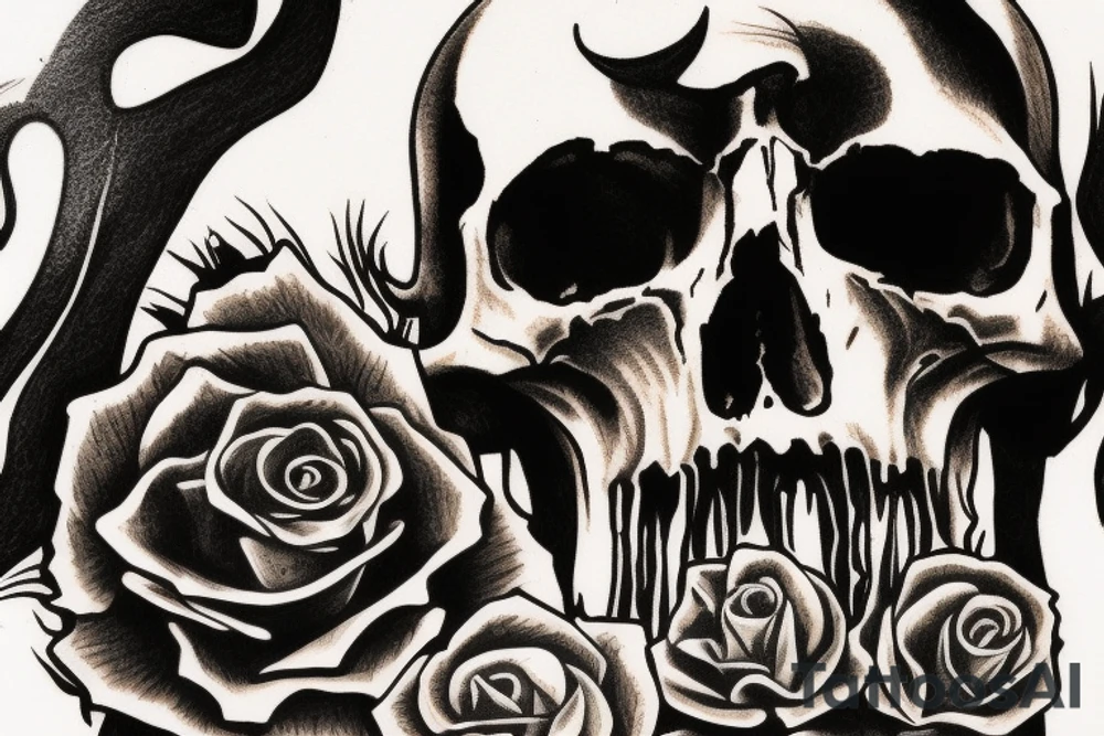 Skull eating a skull tattoo idea