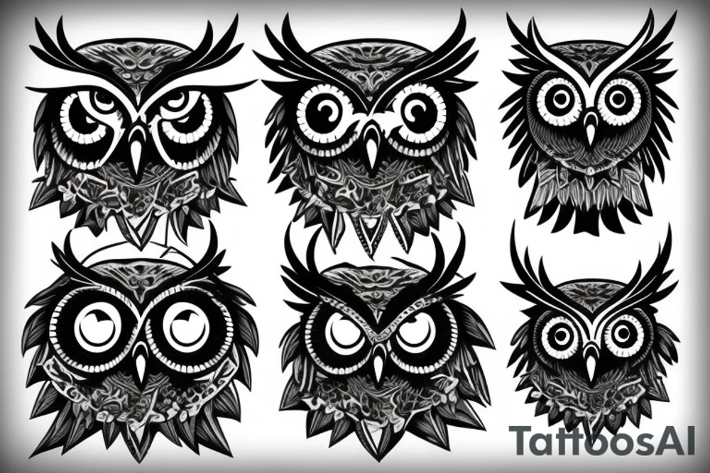 An owl with skulls for eyes tattoo idea