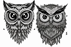 An owl with skulls for eyes tattoo idea