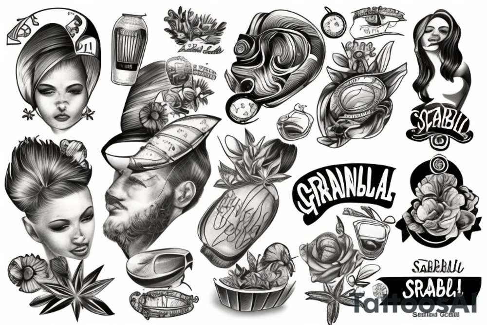 Granelli di sabbia che creano una spiaggia tattoo idea