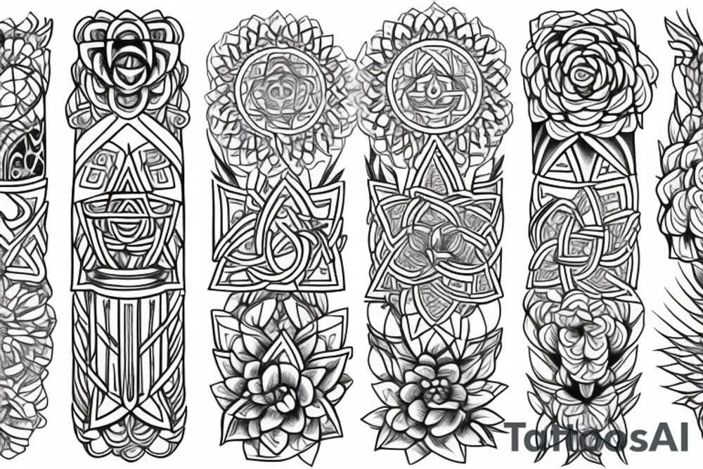 Trinity power thor sacred pattern flower of life tattoo idea