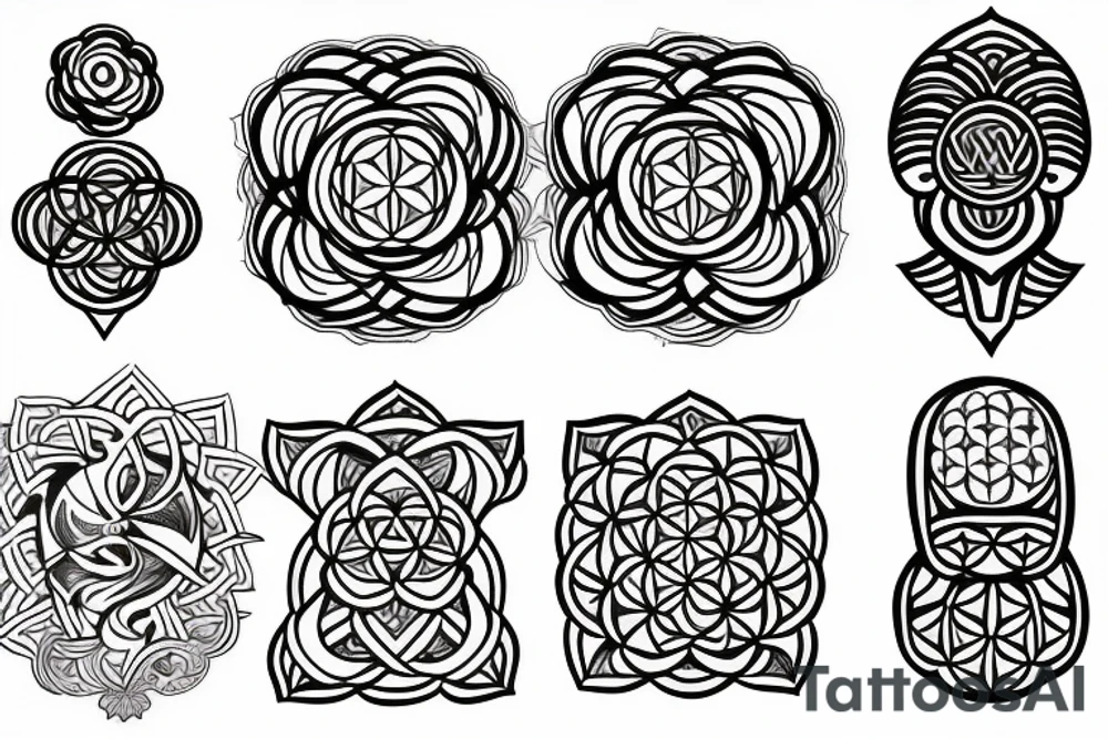Trinity power thor sacred pattern flower of life tattoo idea