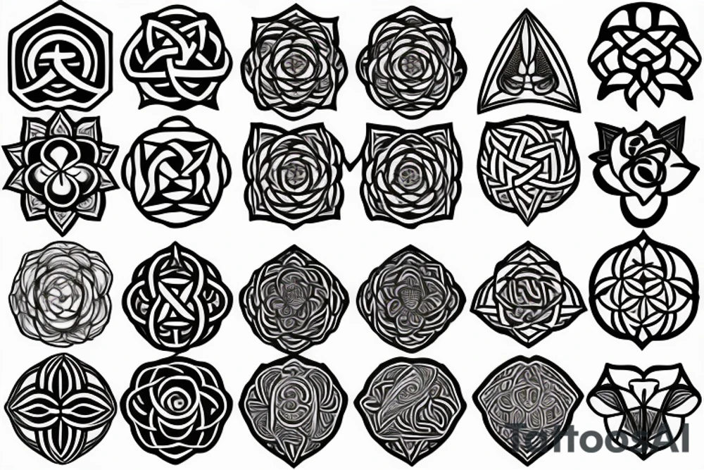 Trinity power thor sacred pattern flower of life tattoo idea