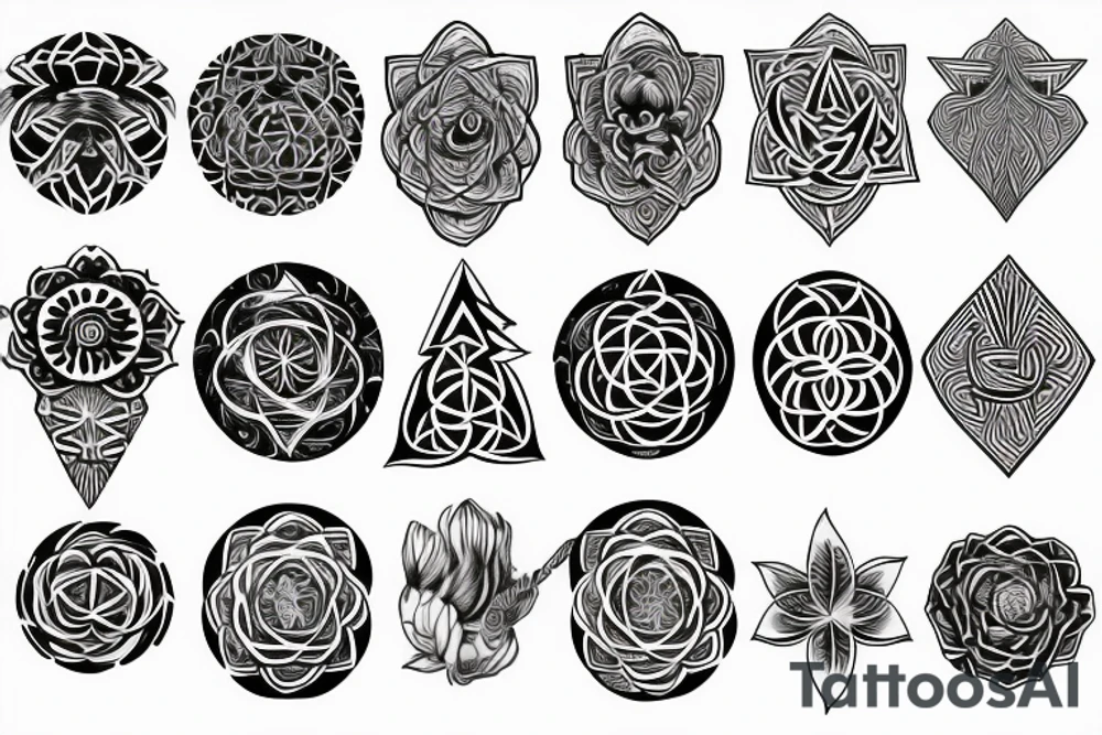 Trinity power thor sacred pattern flower of life tattoo idea