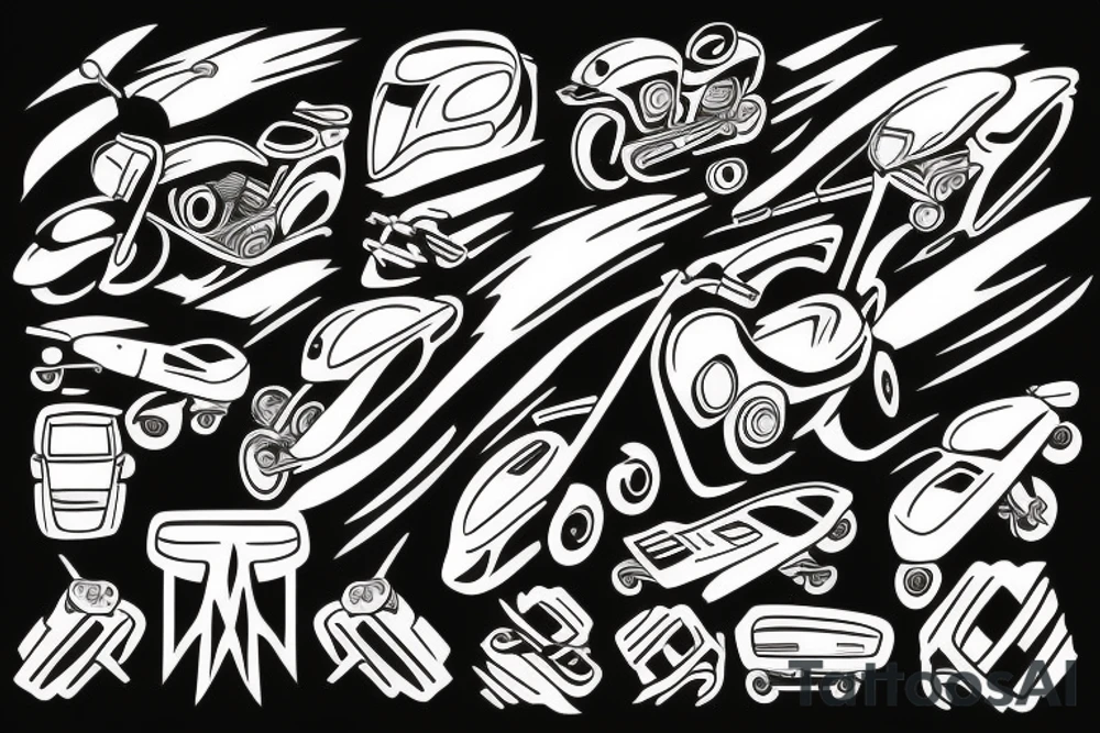 Motor bike driving a road towards a mountain tattoo idea