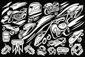 Motor bike driving a road towards a mountain tattoo idea