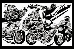 Motorbike driving a road towards a mountain tattoo idea