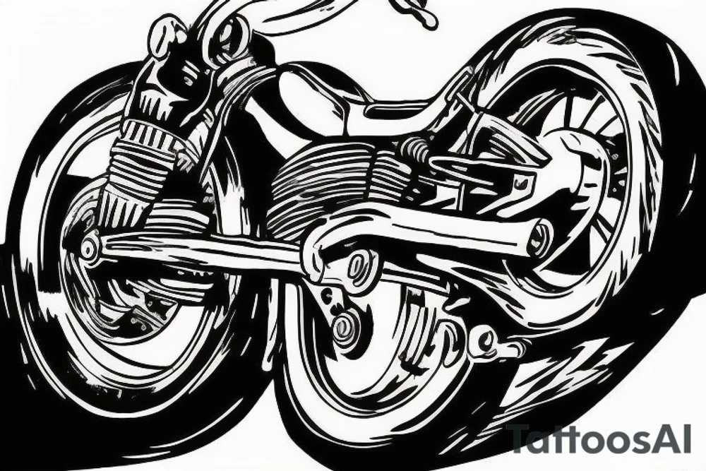 Motorbike driving a road towards a mountain tattoo idea