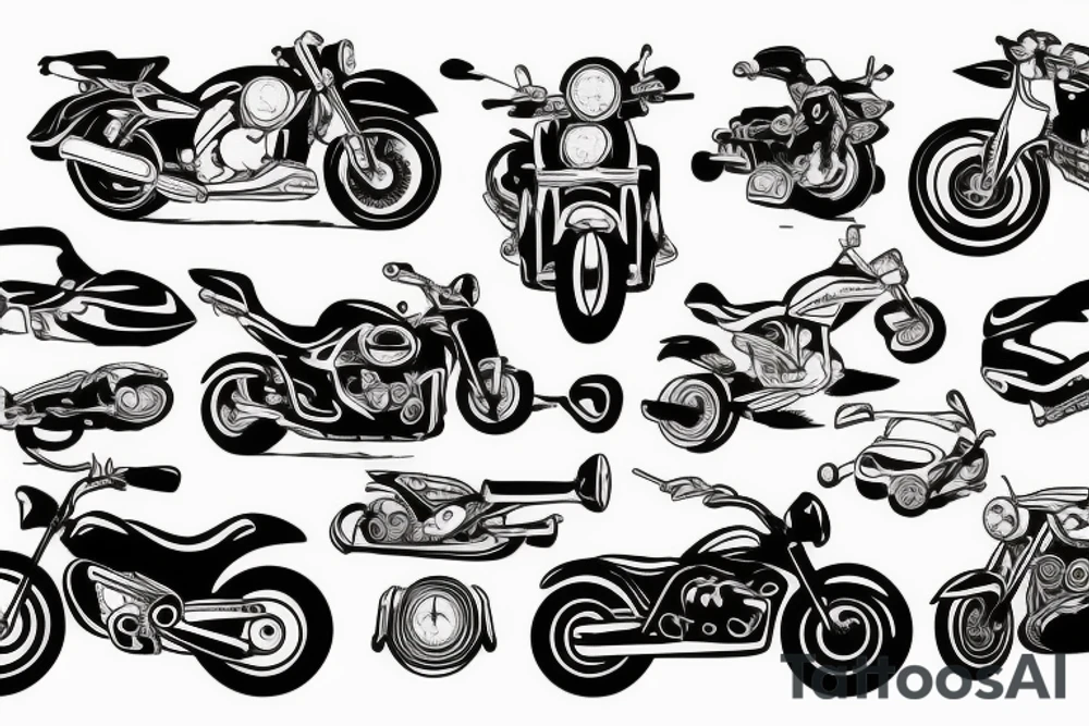 Motorbike driving a road towards a mountain tattoo idea