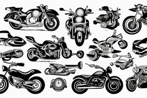 Motorbike driving a road towards a mountain tattoo idea