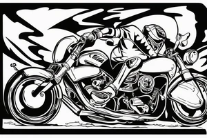 Motorbike driving a road towards a mountain tattoo idea