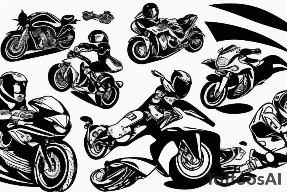 Motorbike driving a road towards a mountain tattoo idea