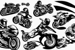 Motorbike driving a road towards a mountain tattoo idea