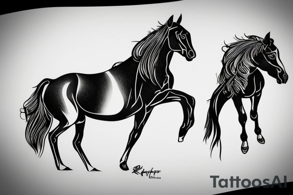 horse rider, engraving, line art tattoo idea