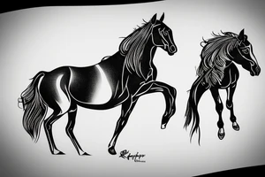horse rider, engraving, line art tattoo idea