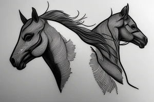 horse rider, engraving, line art tattoo idea