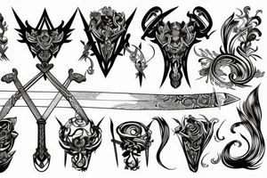 Sword, engraving, line art tattoo idea