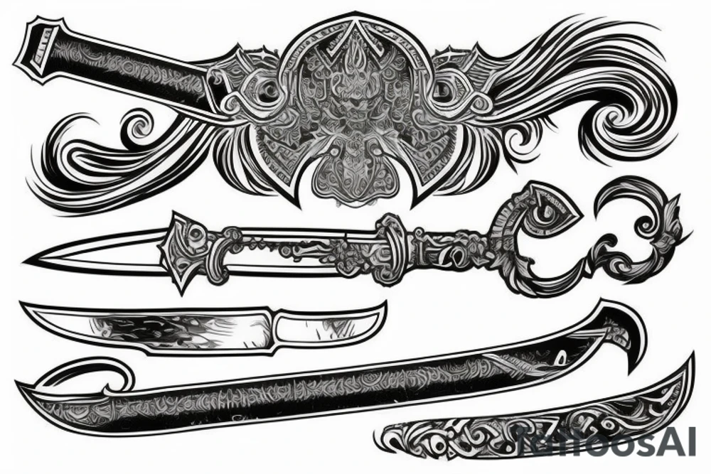 Sword, engraving, line art tattoo idea
