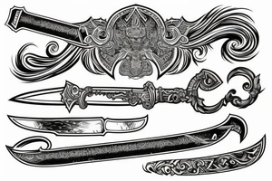 Sword, engraving, line art tattoo idea