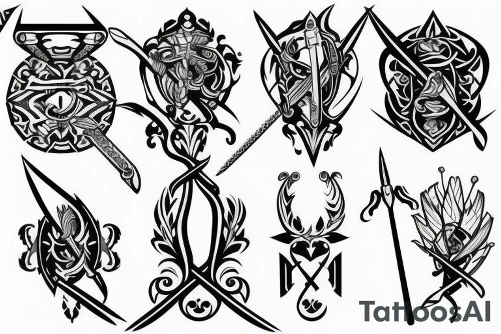 Sword, engraving, line art tattoo idea