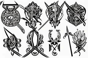 Sword, engraving, line art tattoo idea
