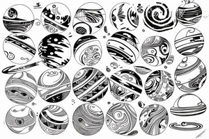Planets in one line ethnic tattoo idea