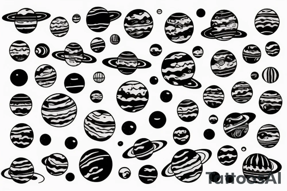 Planets in one line ethnic tattoo idea