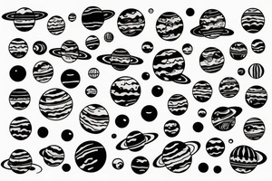 Planets in one line ethnic tattoo idea