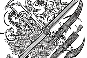 Sword, engraving, line art tattoo idea