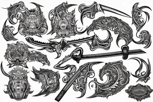Sword, engraving, line art tattoo idea