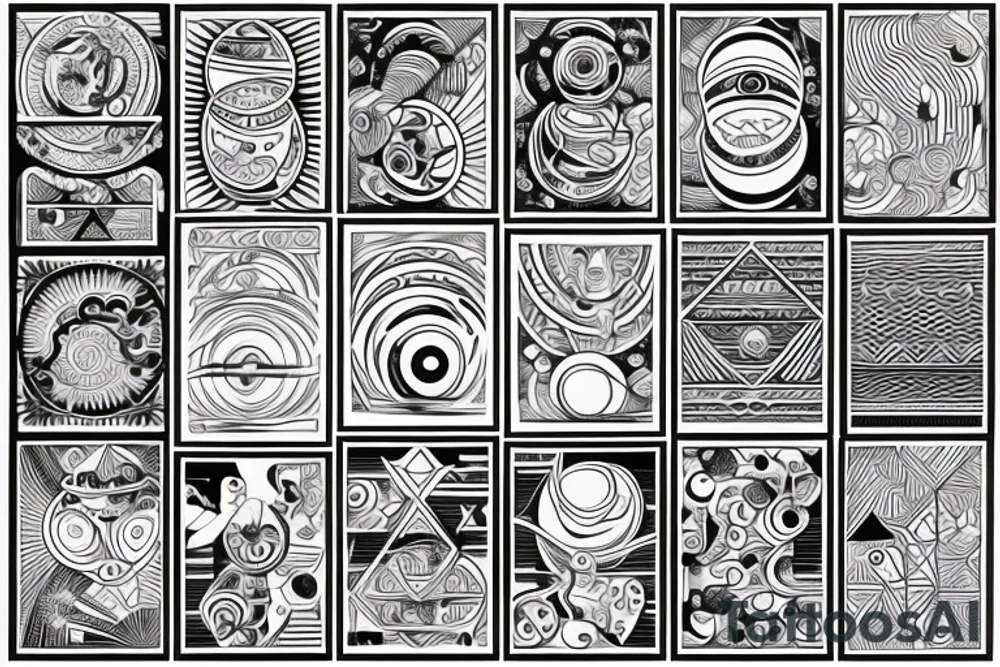 Planets in one line ethnic tattoo idea