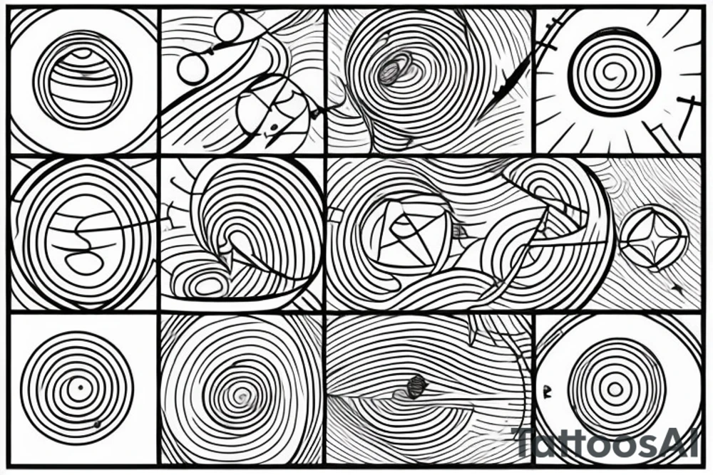 Planets in one line ethnic tattoo idea