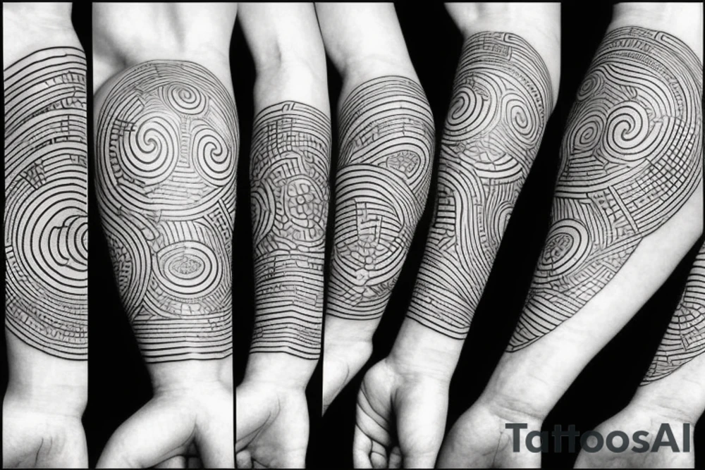 Planets in one line ethnic simple style universe tattoo idea