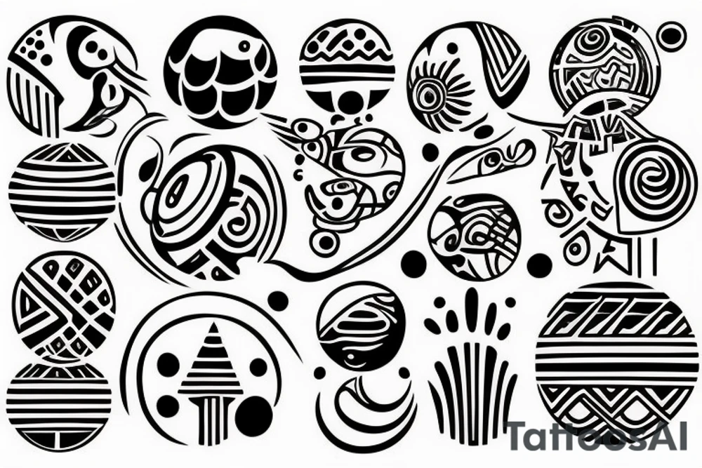 Planets in one line ethnic simple style universe tattoo idea