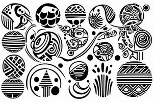 Planets in one line ethnic simple style universe tattoo idea