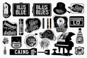 very old blues piano drinking cigarettes tattoo idea
