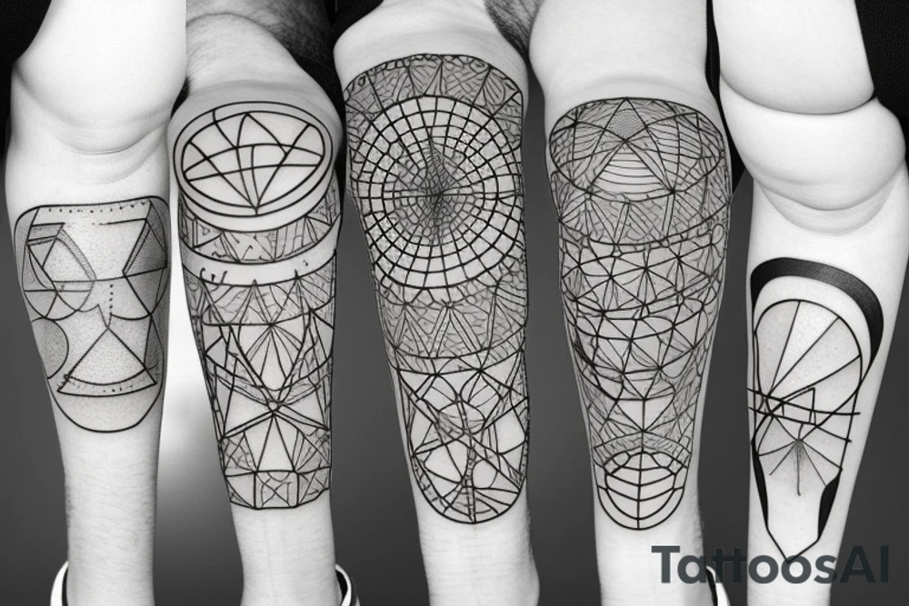 Tattoo on the calf muscle. Geometry. Capricorn. Power. Power. Stability. tattoo idea