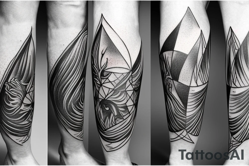 Tattoo on the calf muscle. Geometry. Capricorn. Power. Stability. tattoo idea