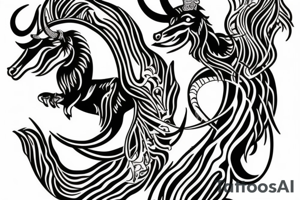 Tattoo on the calf muscle. Capricorn. tattoo idea
