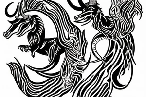 Tattoo on the calf muscle. Capricorn. tattoo idea