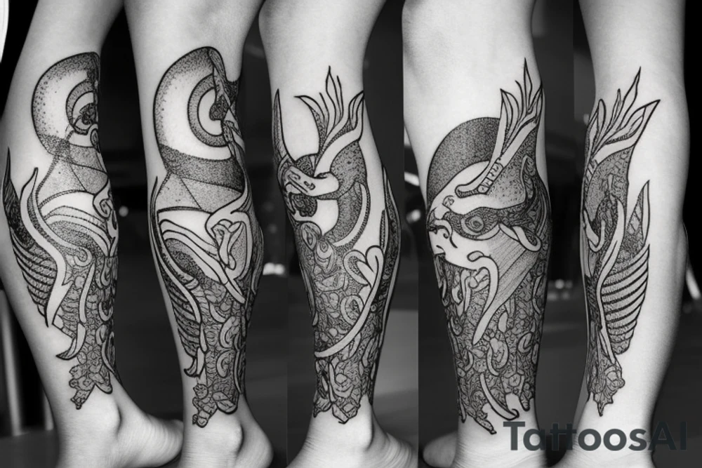 Tattoo on the calf muscle. Capricorn. tattoo idea