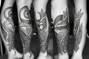 Tattoo on the calf muscle. Capricorn. tattoo idea