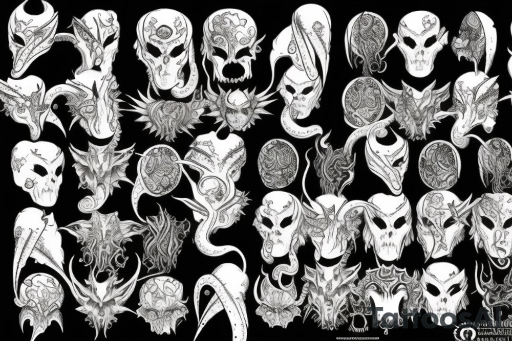 Slaanesh motives, daemonettes of slaanesh, crested moon, tentacles tattoo idea