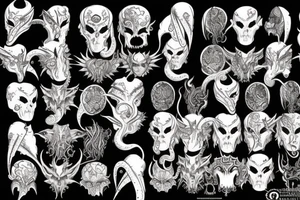 Slaanesh motives, daemonettes of slaanesh, crested moon, tentacles tattoo idea