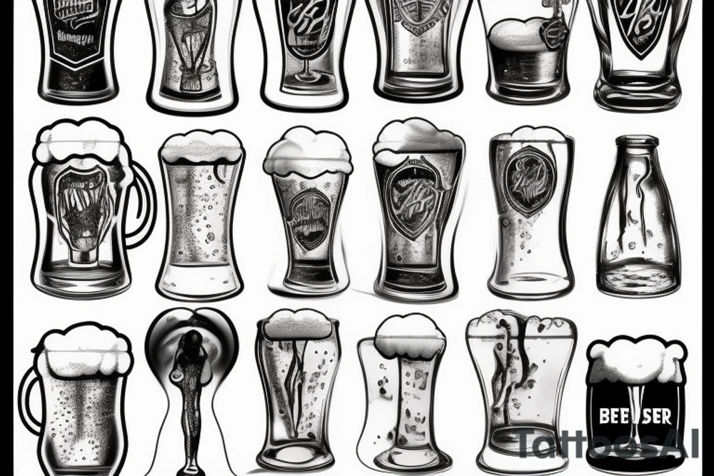 Glass of a beer tattoo idea